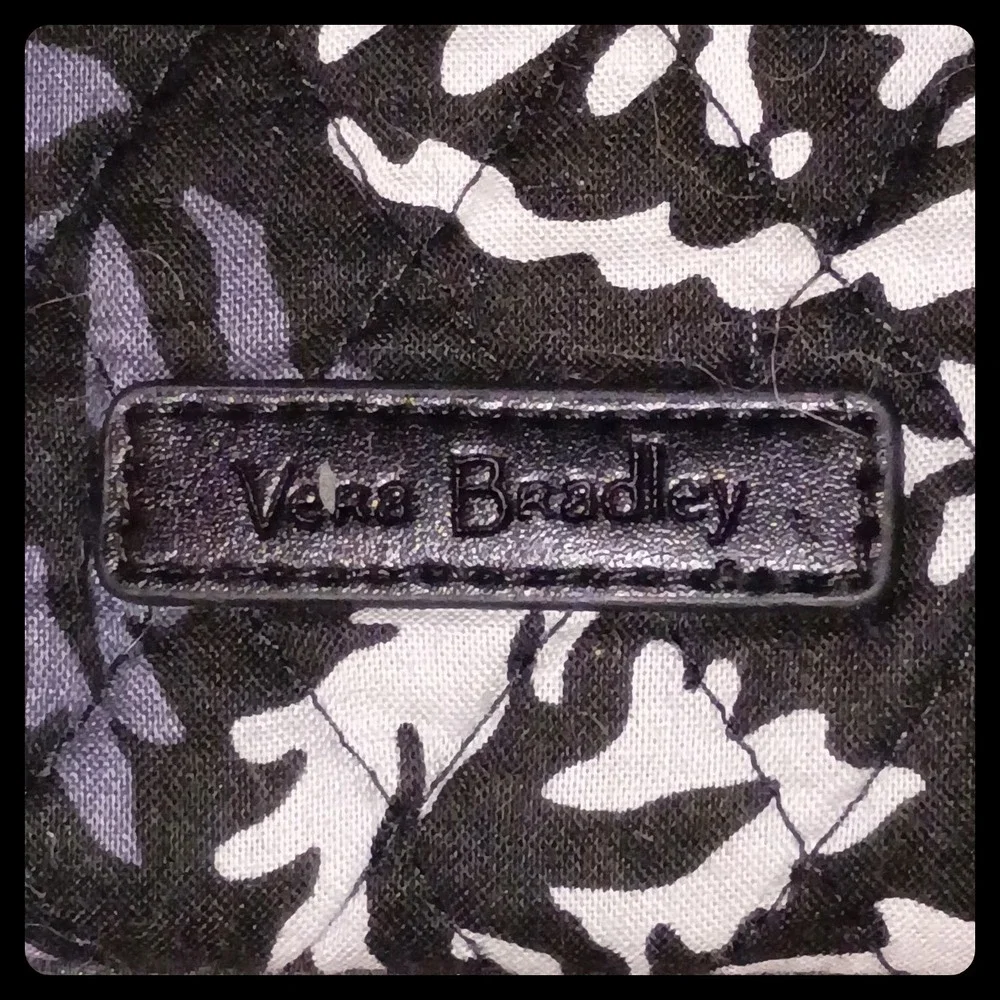 Vera Bradley Diaper Bag Women Large Black White Paisley Quilted Tote